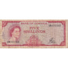 Jamaica Note 1964 5 Shillings, Signature 1 Gothic, VF