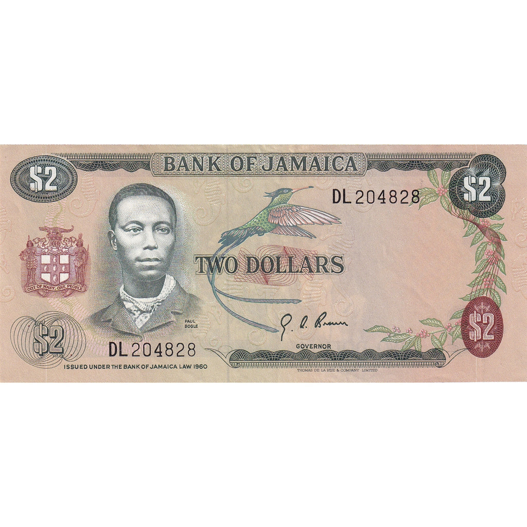 Jamaica Note 1970 2 Dollars, AU