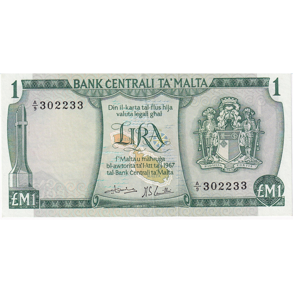 Malta Note 1967 1 Lira, AU