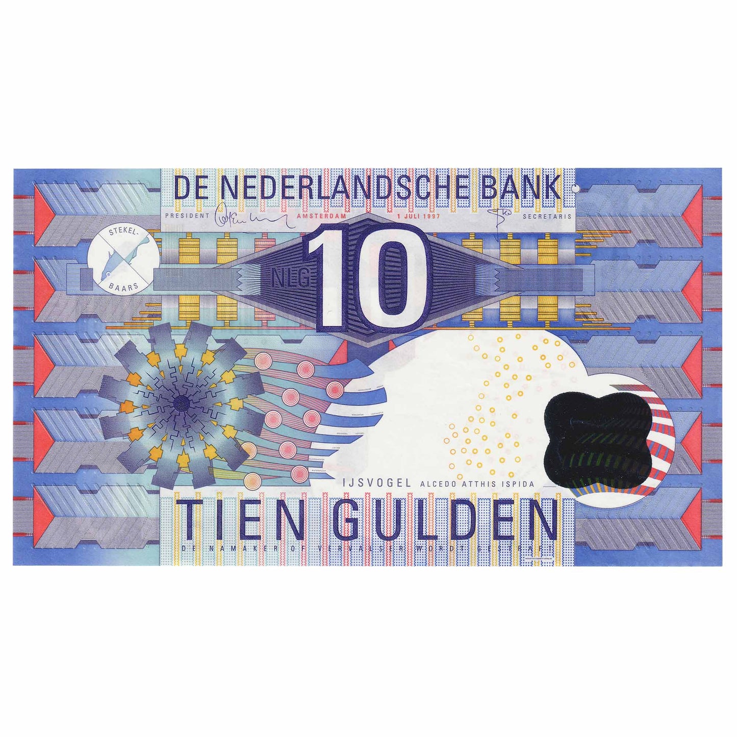 Netherlands 1997 10 Gulden Note, Pick #99, UNC