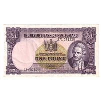 New Zealand 1960-67 1 Pound Note, Pick #159d, EF