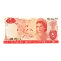 New Zealand 1975-77 5 Dollar Note, Pick #165c, UNC