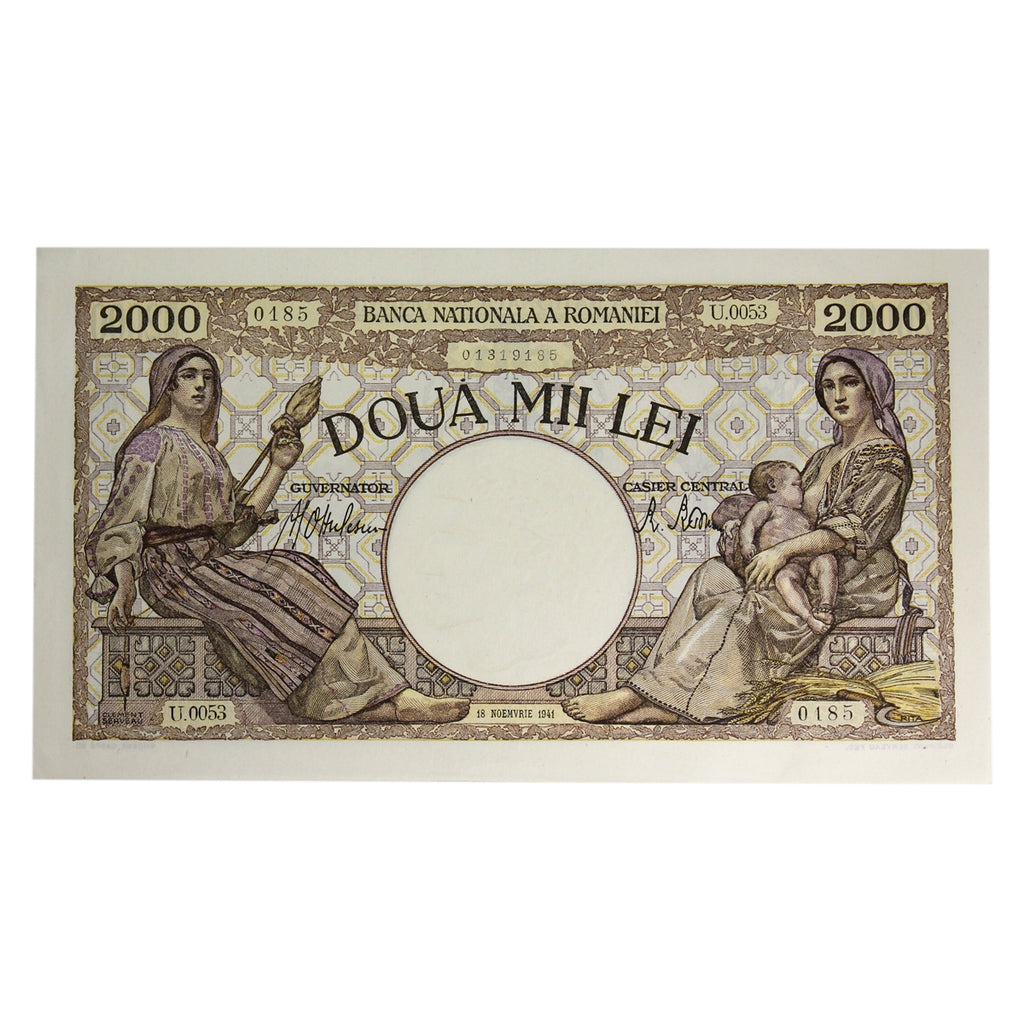 Romania 1941 2,000 Lei Note, Pick #53a, AU-UNC