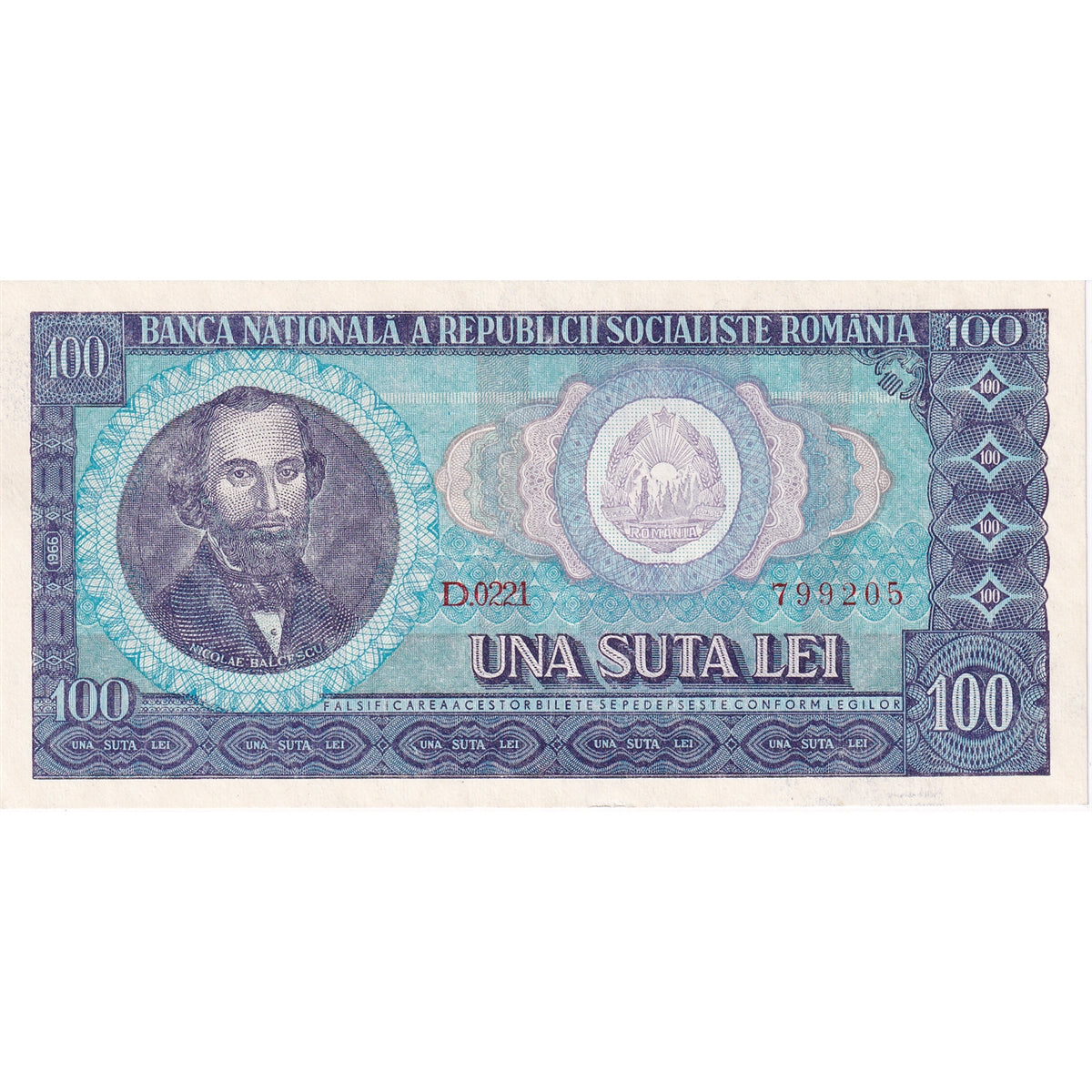 Romania Note 1966 100 Lei, UNC – Colonial Acres Coins
