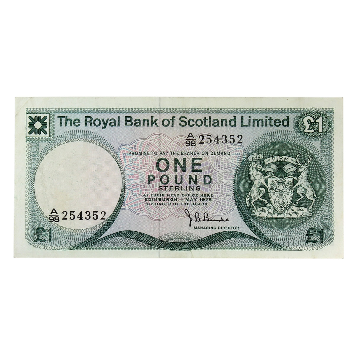 Scotland 1975 1 Pound Note, SC815, EF