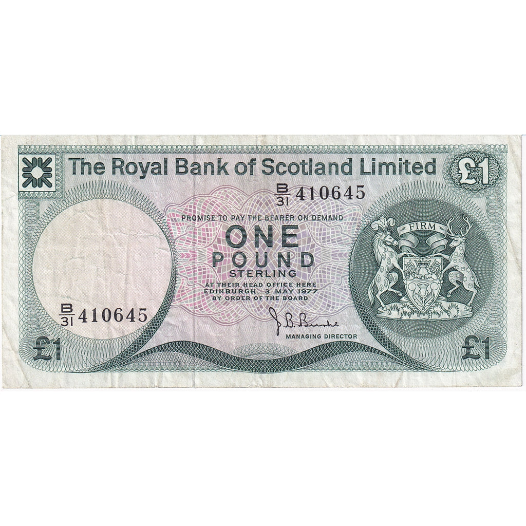 Scotland 1977 Royal Bank of Scotland 1 Pound Note, VF
