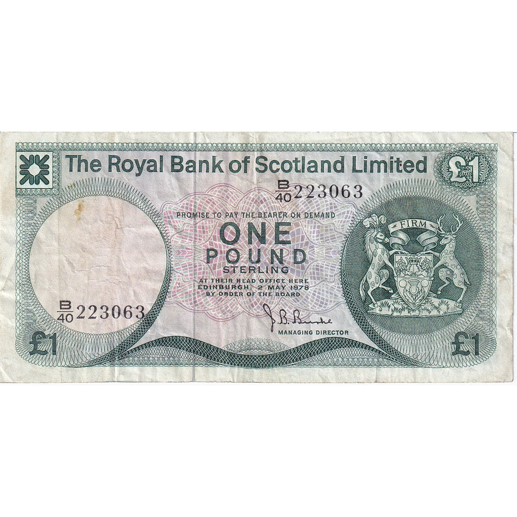 Scotland 1978 Royal Bank of Scotland 1 Pound Note, VF