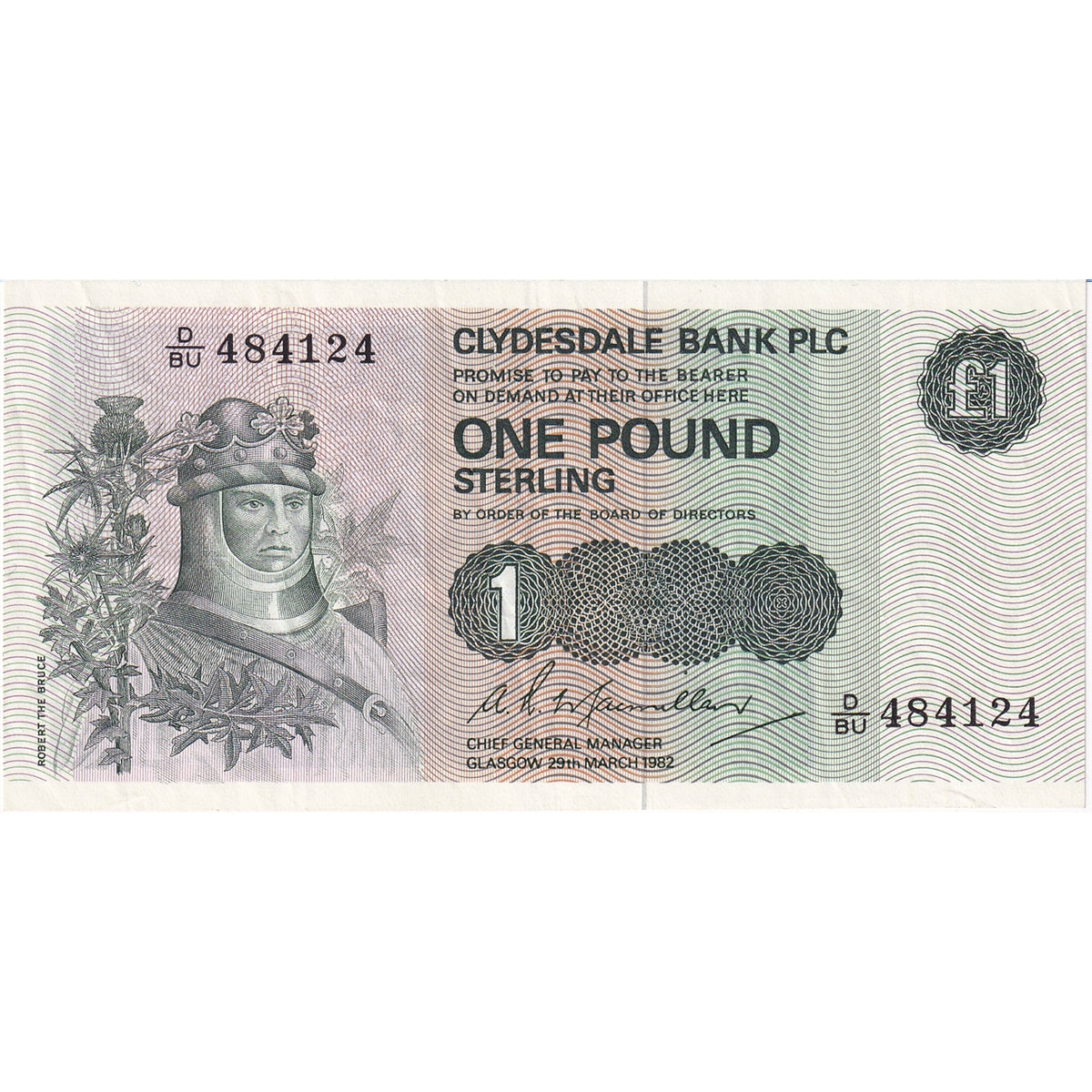 Scotland 1982 Clydesdale Bank 1 Pound Note, VF-EF