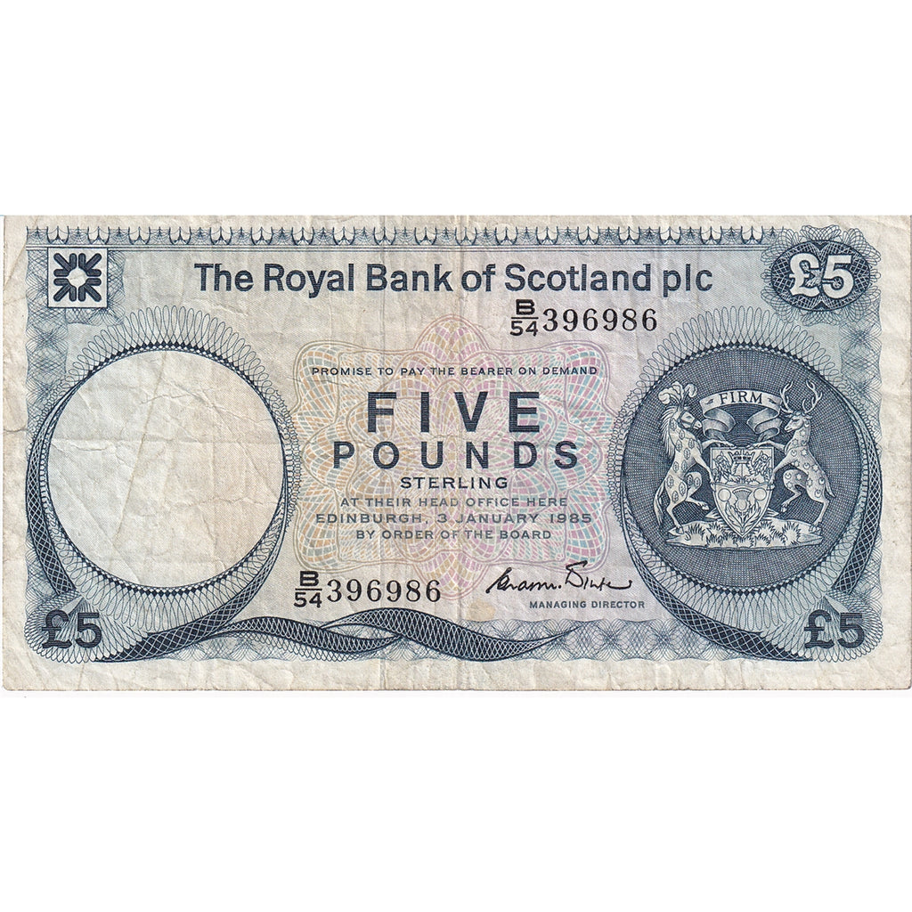 Scotland 1985 Royal Bank of Scotland 5 Pound Note, VF