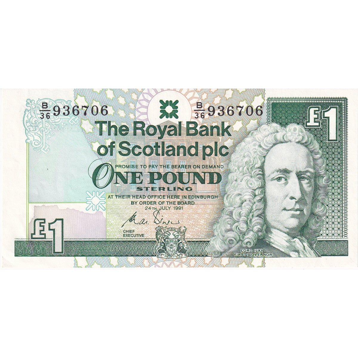 Scotland 1991 Royal Bank of Scotland 1 Pound Note, AU