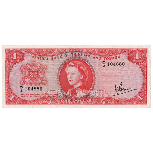 Trinidad & Tobago 1964 1 Dollar Note, Pick #26c, EF