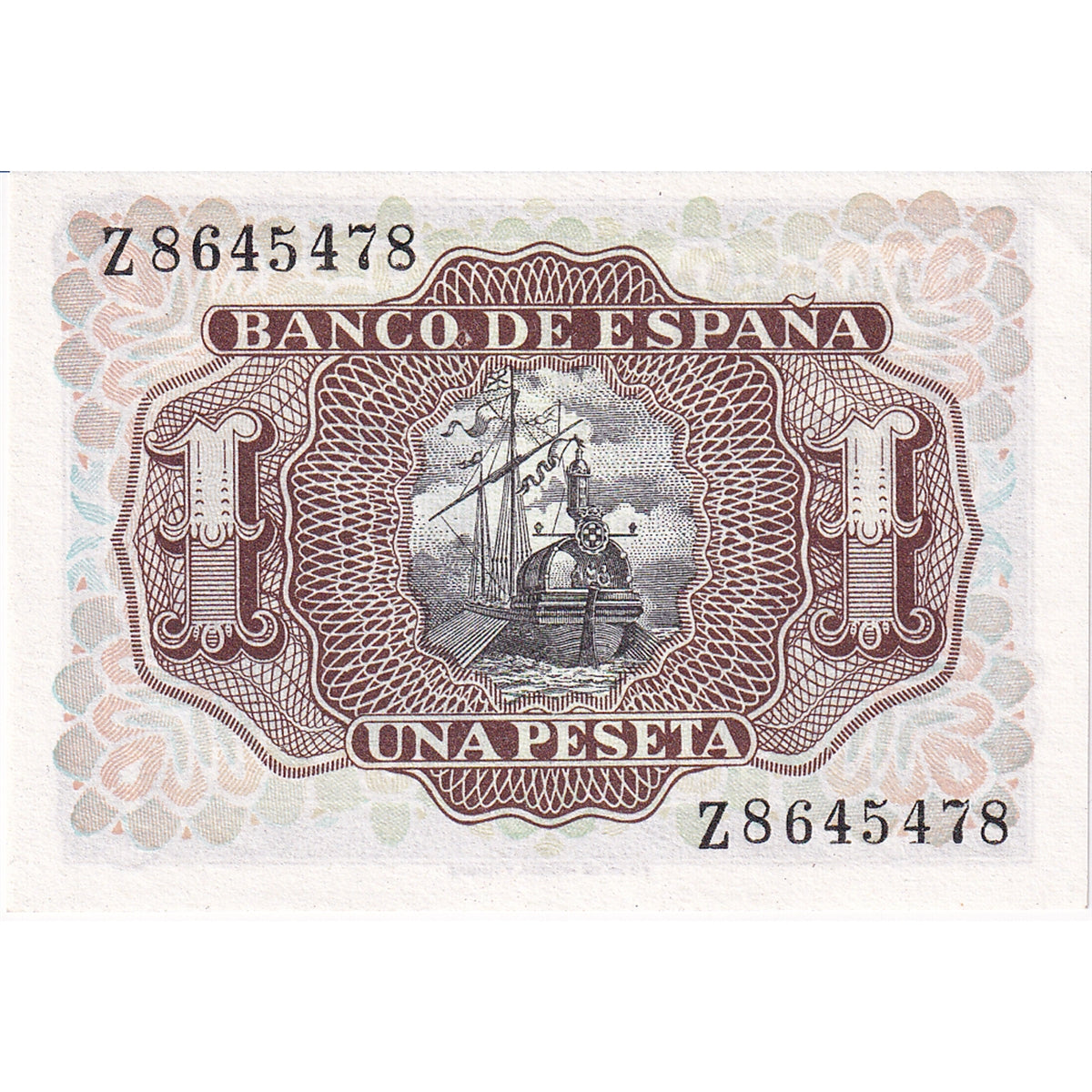 144a Notes Spain 1953 1 Peseta Note, Pick #144a, UNC – Colonial Acres Coins