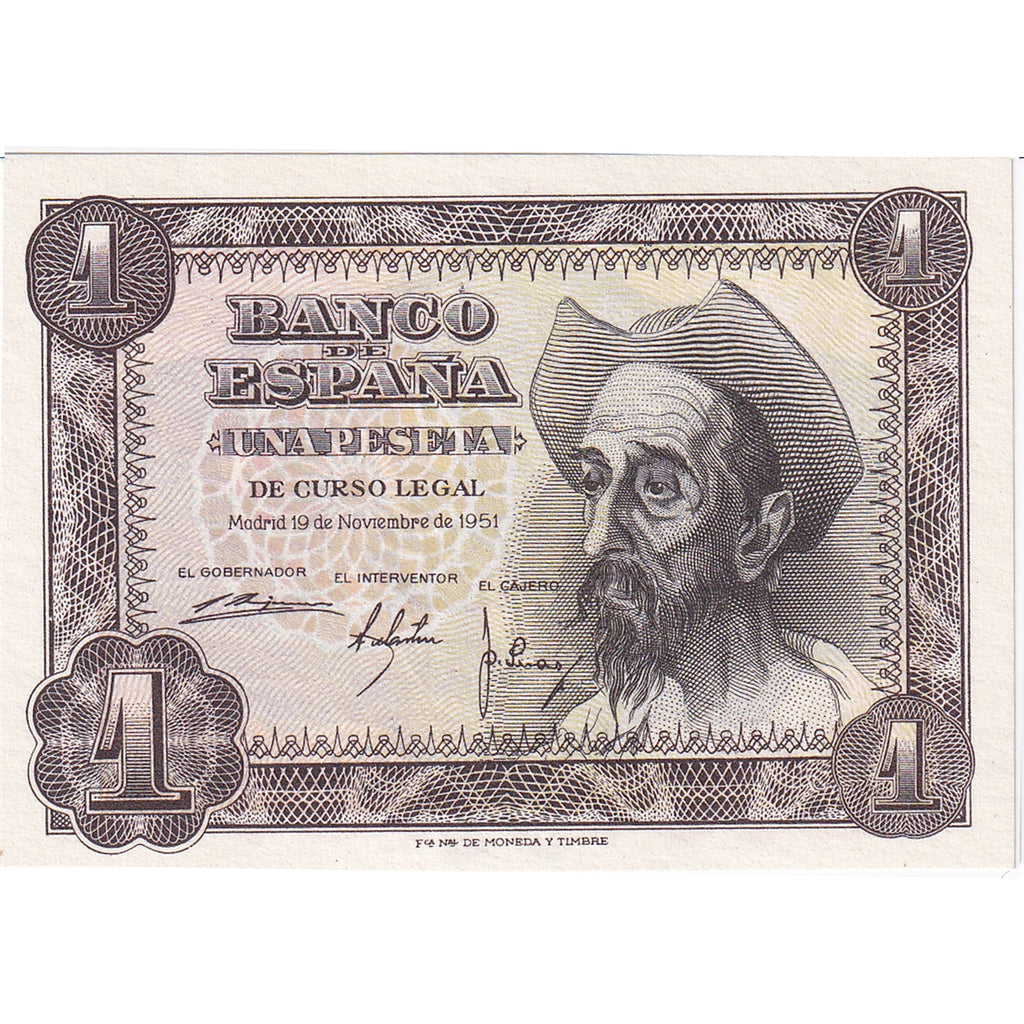 Spain Note 1951 1 Peseta, UNC