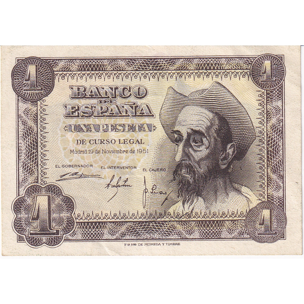Spain Note 1951 1 Peseta, AU