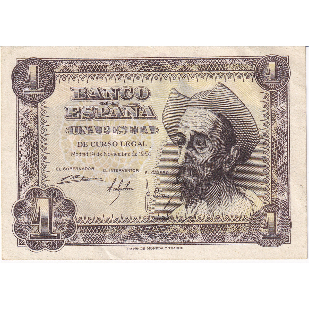Spain Note 1951 1 Peseta, AU