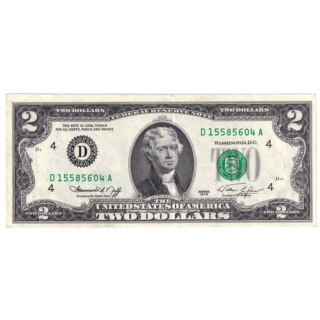 USA 1976 $2 Note, FR #1935D, Neff-Simon, Cleveland, UNC