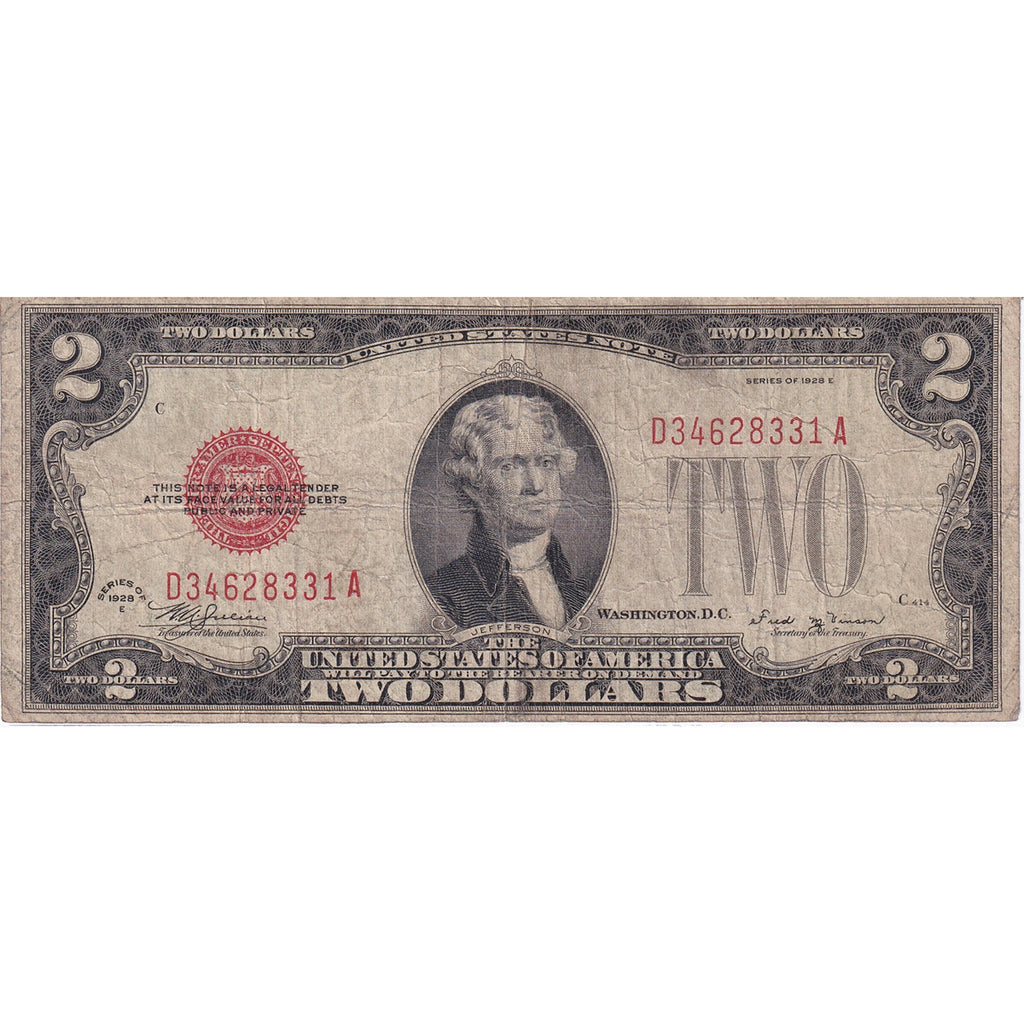 USA 1928E $2 Note, FR #1506, Julian-Vinson, F
