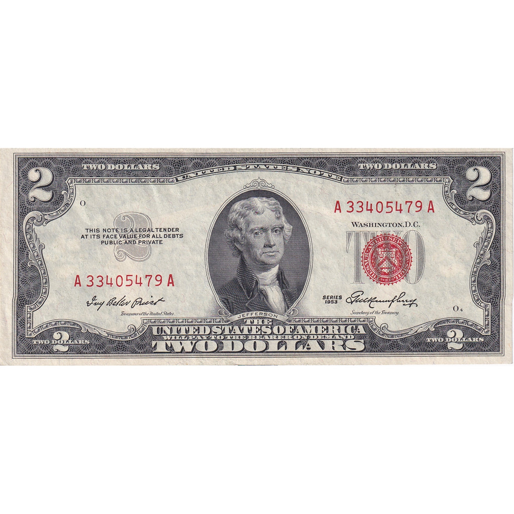USA 1953 $2 Note, FR #1509, Priest-Humphrey, AU