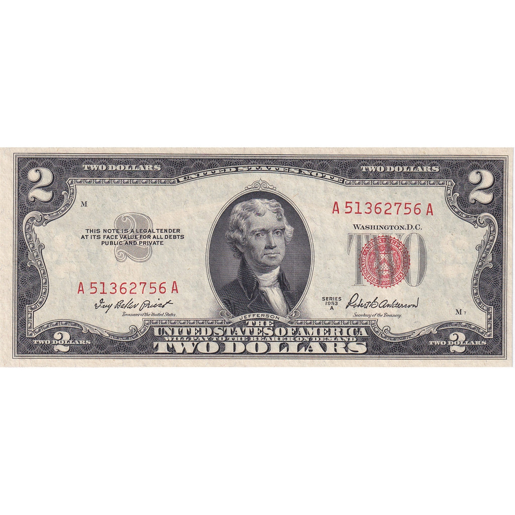 USA 1953A $2 Note, FR #1510, Priest-Anderson, CUNC