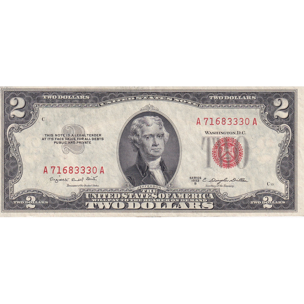 USA 1953B $2 Note, FR #1511, Smith-Dillon, EF-AU