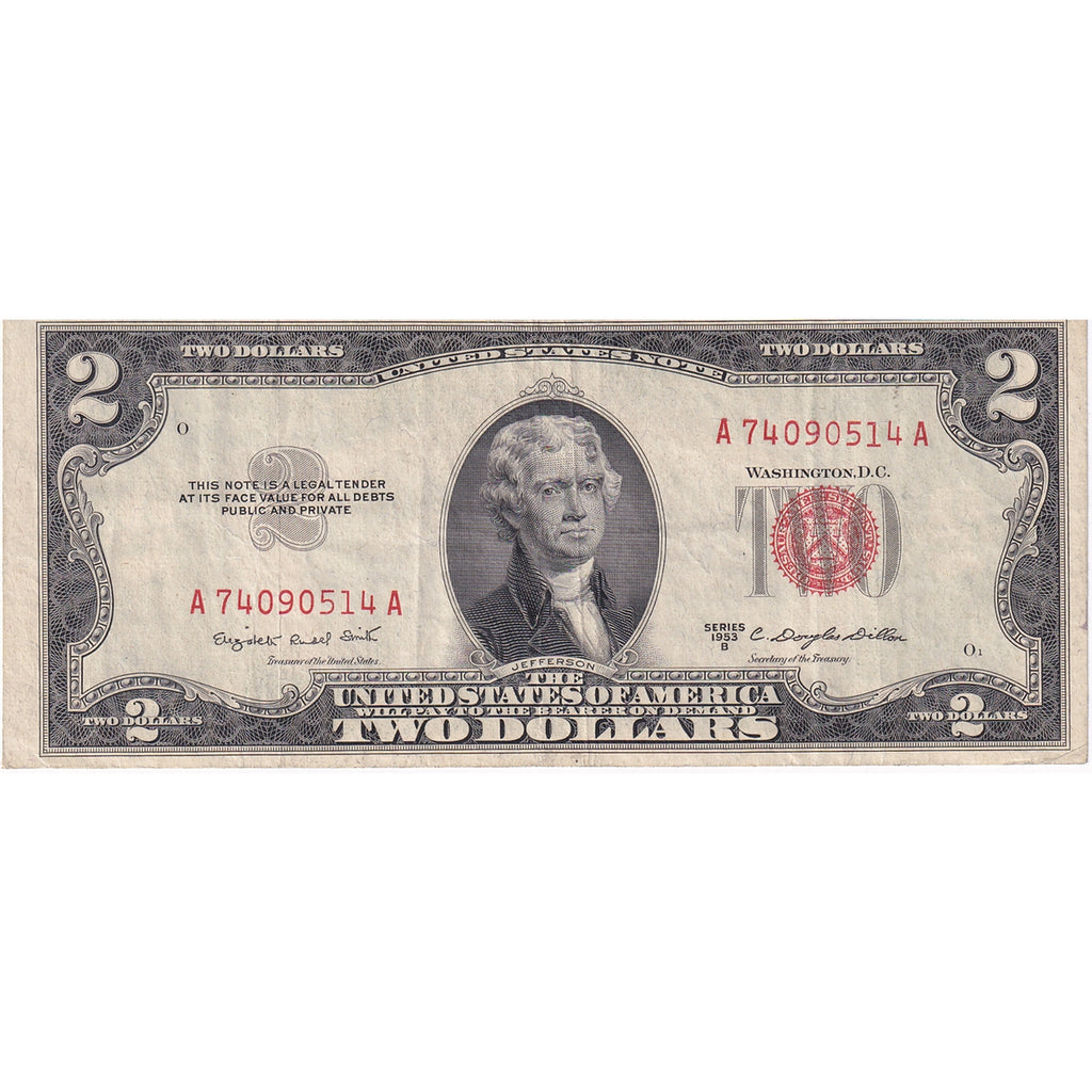 USA 1953B $2 Note, FR #1511, Smith-Dillon, VF-EF