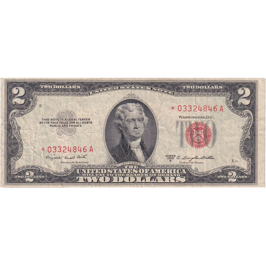USA 1953B $2 Note, FR #1511, Smith-Dillon, Star Note, VF
