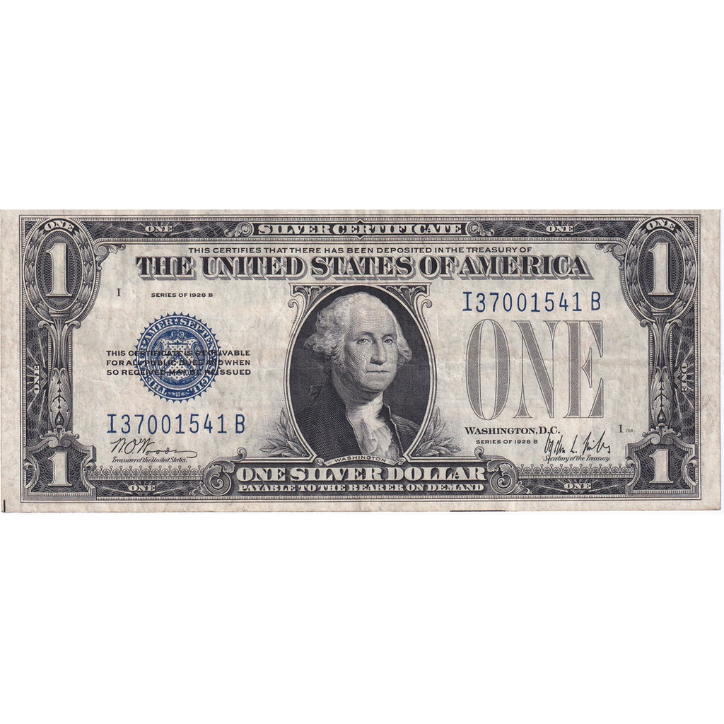 USA 1928B $1 Note, FR #1602, Woods-Mills, Silver Certificate, VF-EF