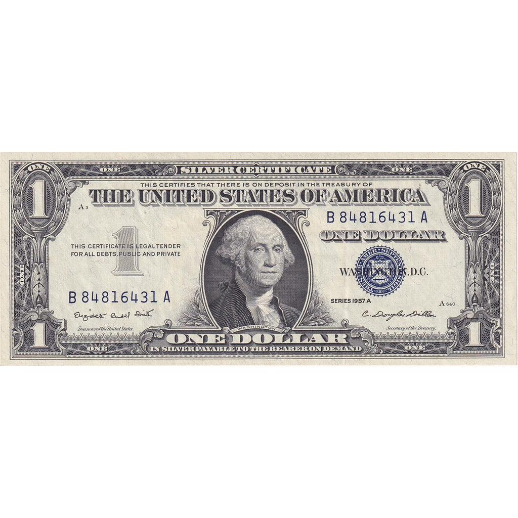 USA 1957A $1 Note, Silver Certificate FR #1620, Smith-Dillon, AU