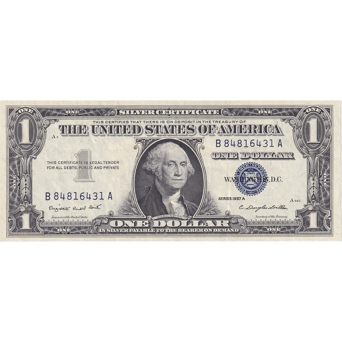USA 1957A $1 Note, Silver Certificate FR #1620, Smith-Dillon, AU