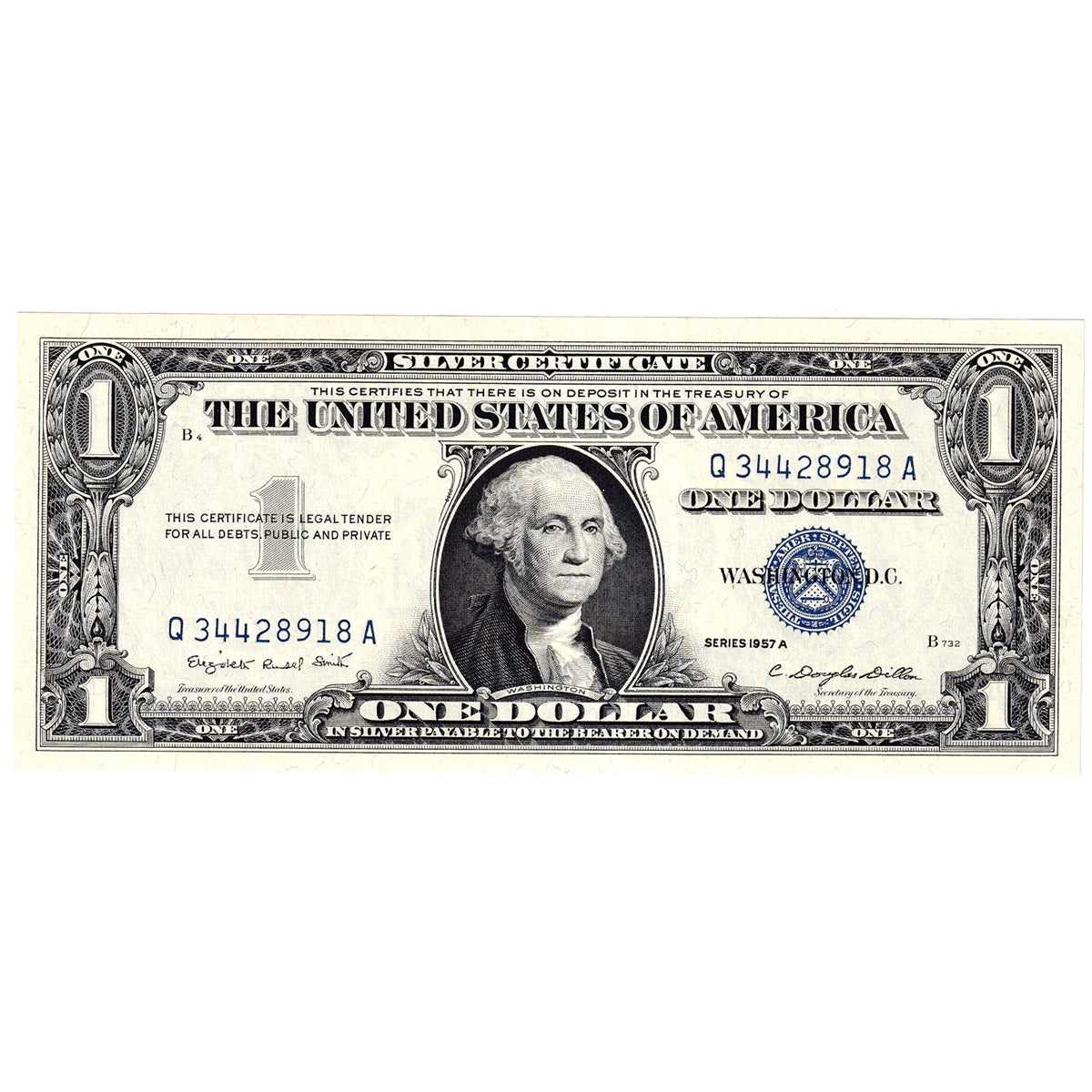 USA 1957A $1 Note, Silver Certificate FR #1620, Smith-Dillon, UNC