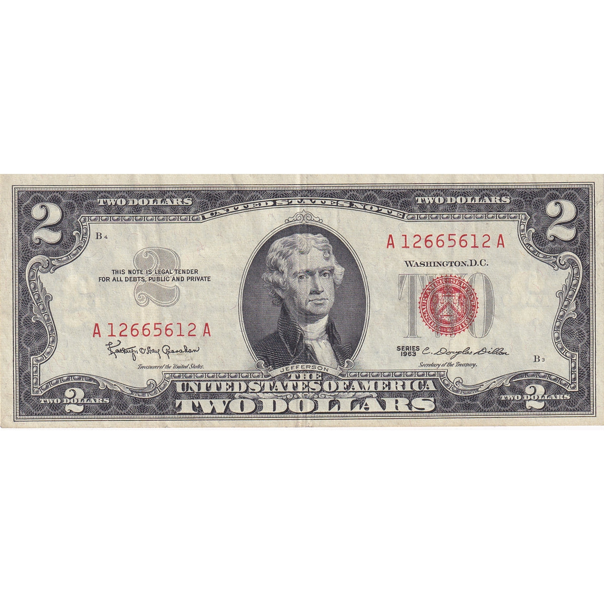 USA 1963 $2 Note, FR #1513, Granahan-Dillon, VF-EF