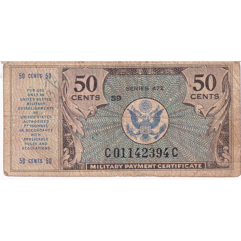 USA 1948-51 50-Cents Military PMT Certificate, Series 472, F