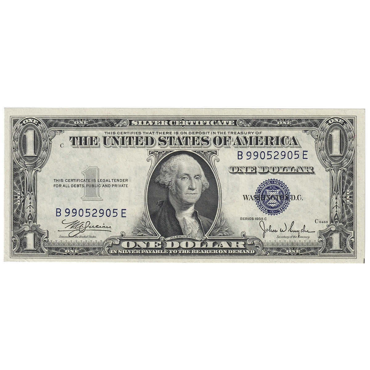 USA 1935C $1 Note, FR #1612, Julian-Snyder, Silver Certificate, EF-AU