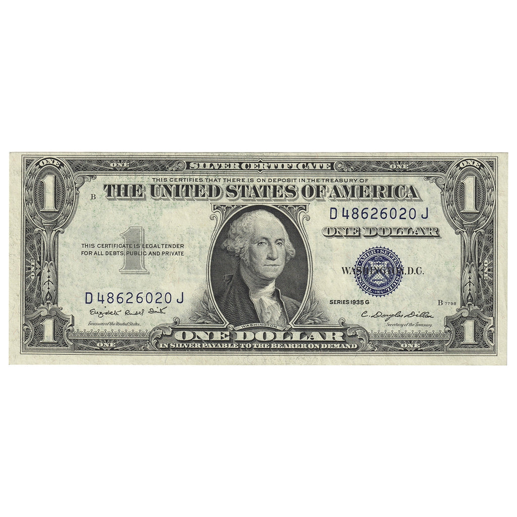 USA 1935G $1 Note, FR #1616, Smith-Dillon, Silver Certificate, AU-UNC