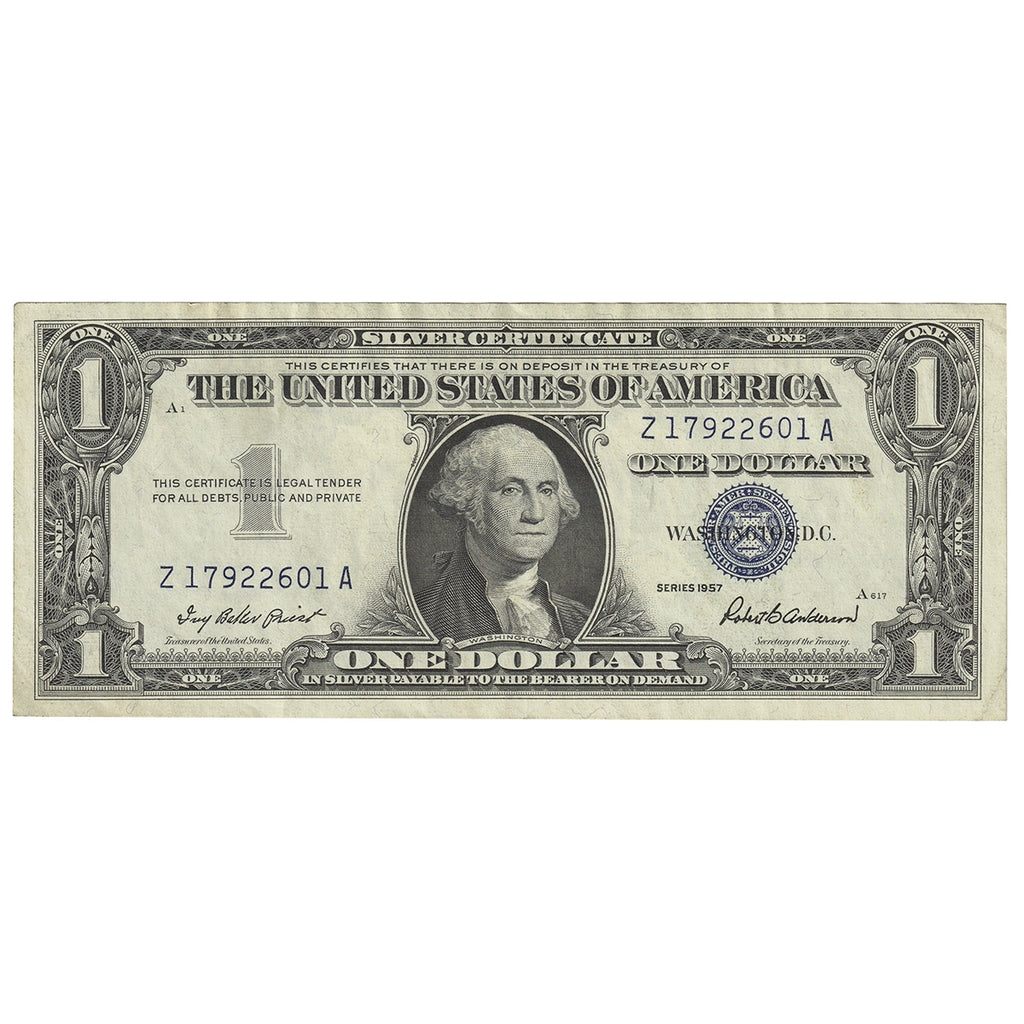 USA 1957 $1 Note, FR #1619, Priest-Anderson, Silver Certificate, EF-AU