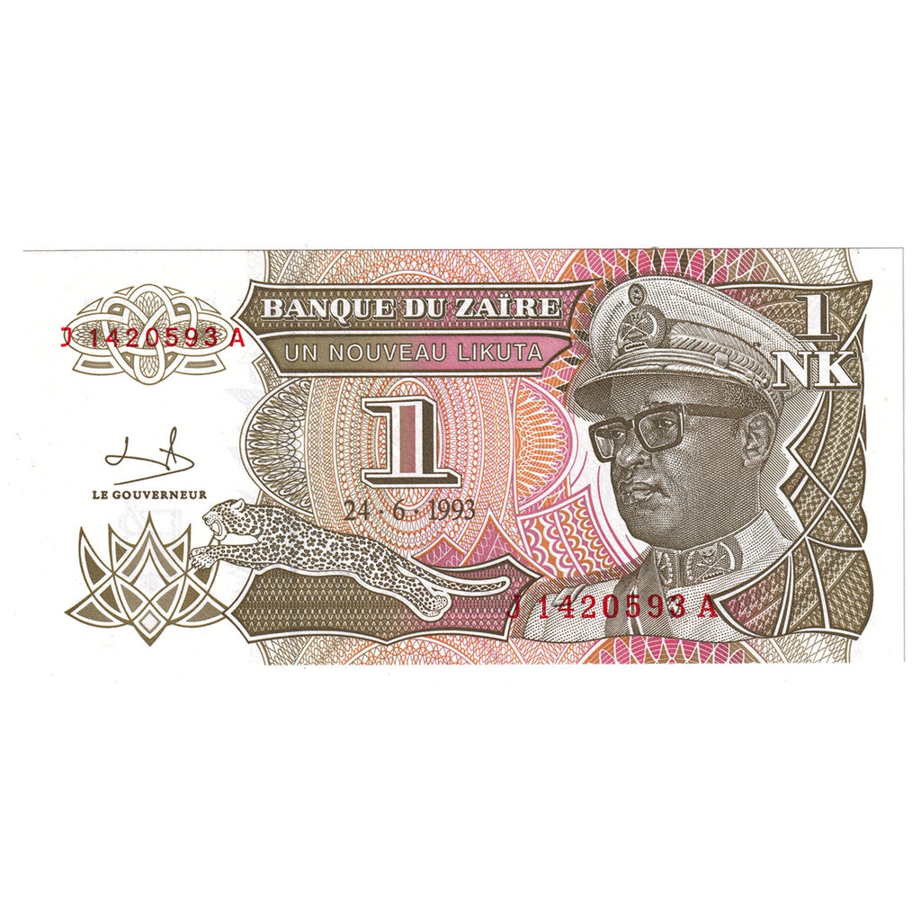 Zaire Note 1993 1 Nouveau Likuta, UNC