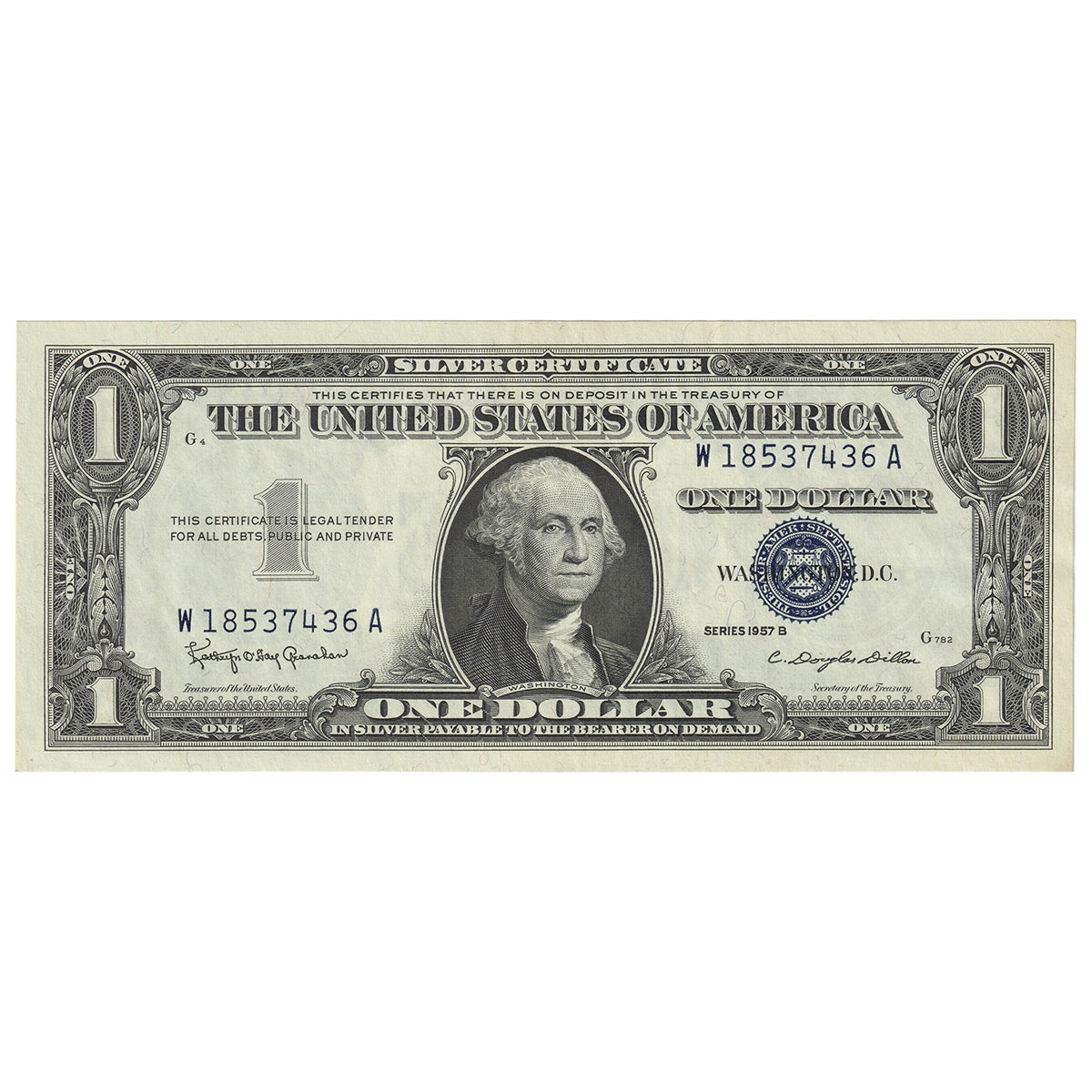 USA 1957B $1 Note, FR #1621, Granahan-Dillon, Silver Certificate, UNC