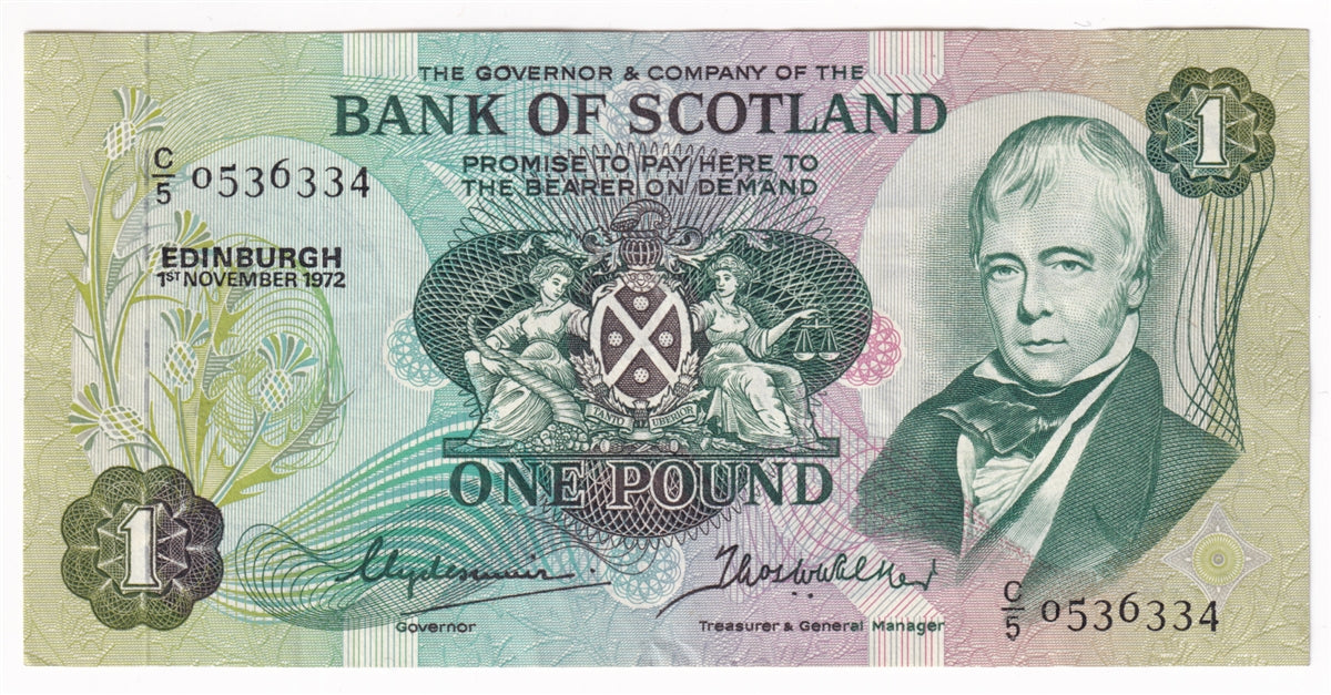 Scotland 1972 Bank of Scotland 1 Pound Note, EF