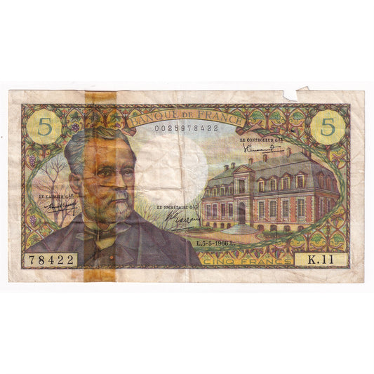 France 1966 5 Francs, VF (damaged)