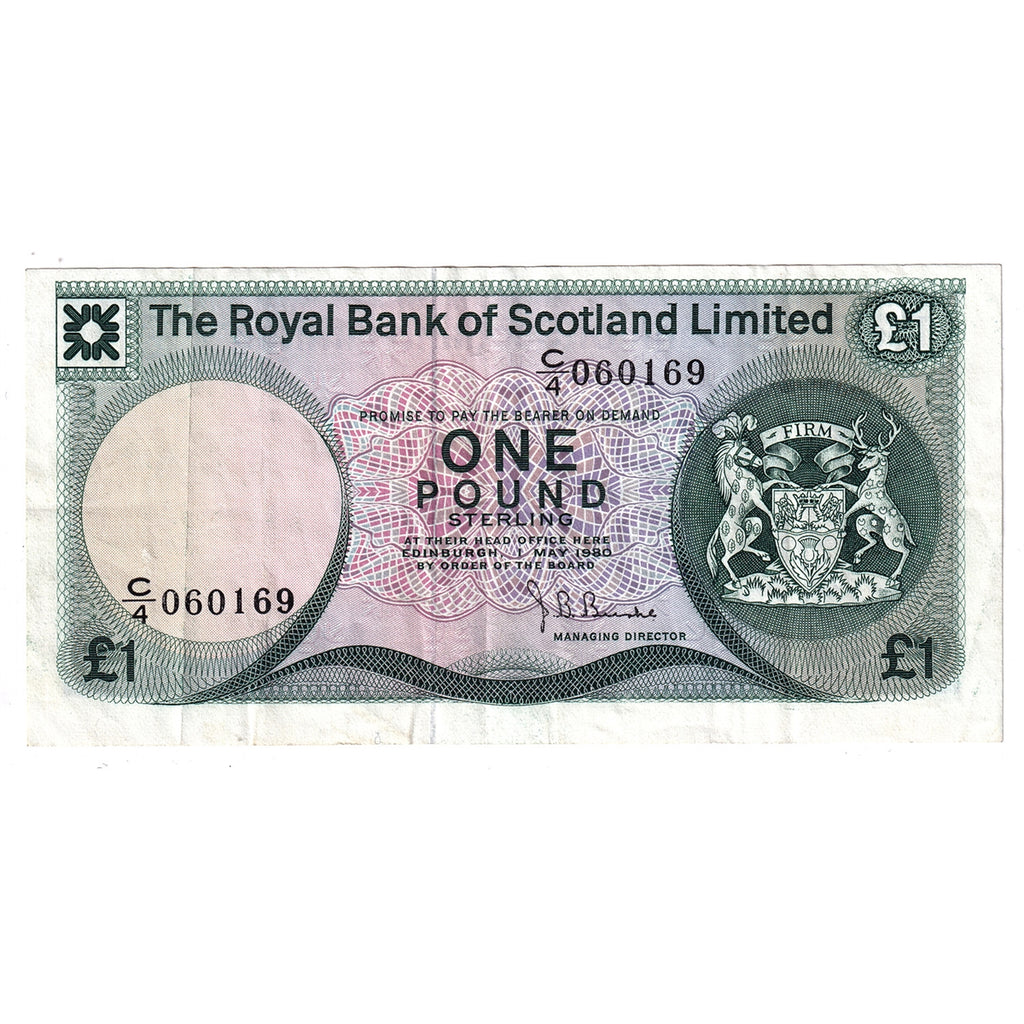 Scotland 1980 Royal Bank of Scotland 1 Pound Note, VF-EF
