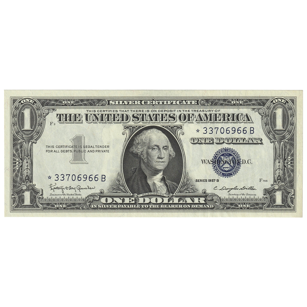 USA 1957B $1 Note, FR #1621*, Granahan-Dillon, Star Note, Silver Certificate, AU-UNC