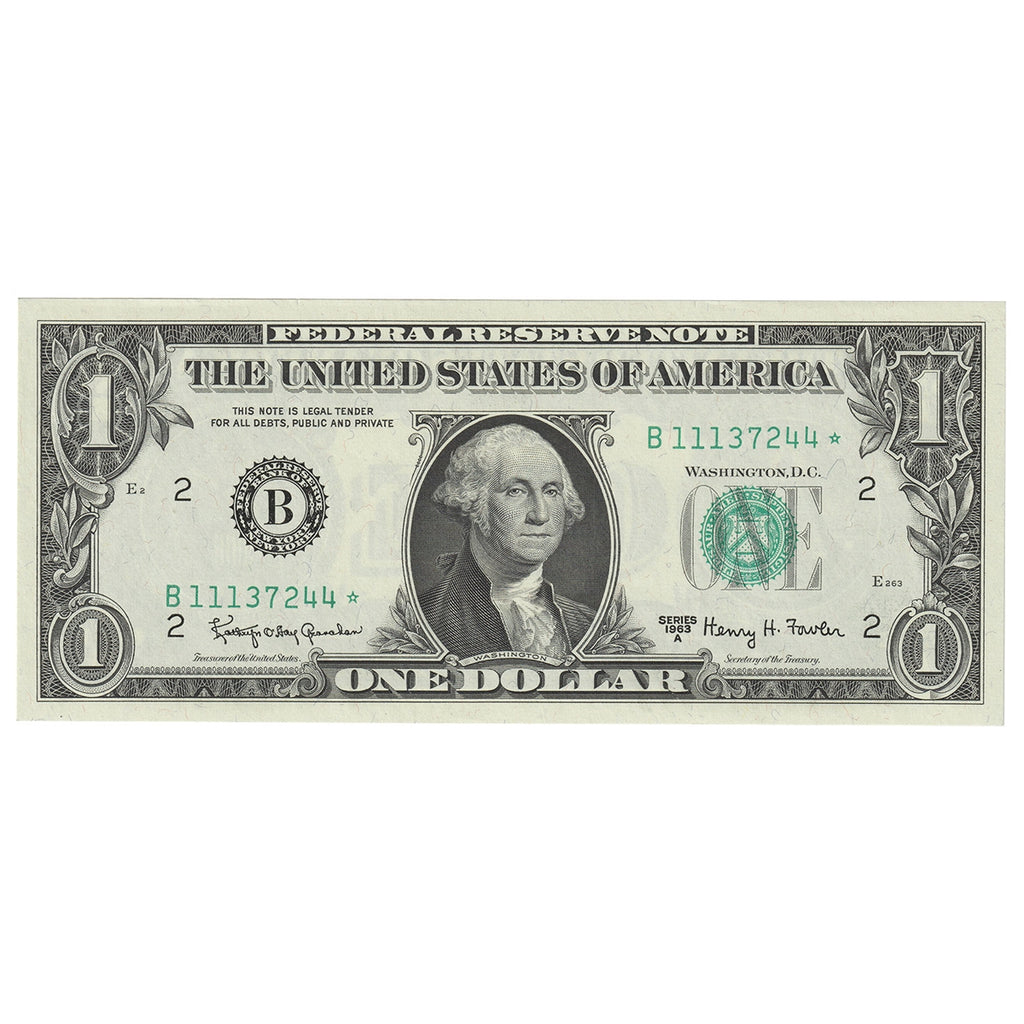USA 1963A $1 Note, FR #1901B*, Granahan-Fowler, Star Note, New York, UNC