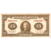Netherlands 1943 25 Gulden Note, Pick #67, VF