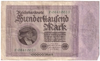 Germany 1923 100,000 Mark Note, Pick #83a, VF