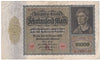 Germany 1922 10,000 Mark Note, Pick #70, F-VF