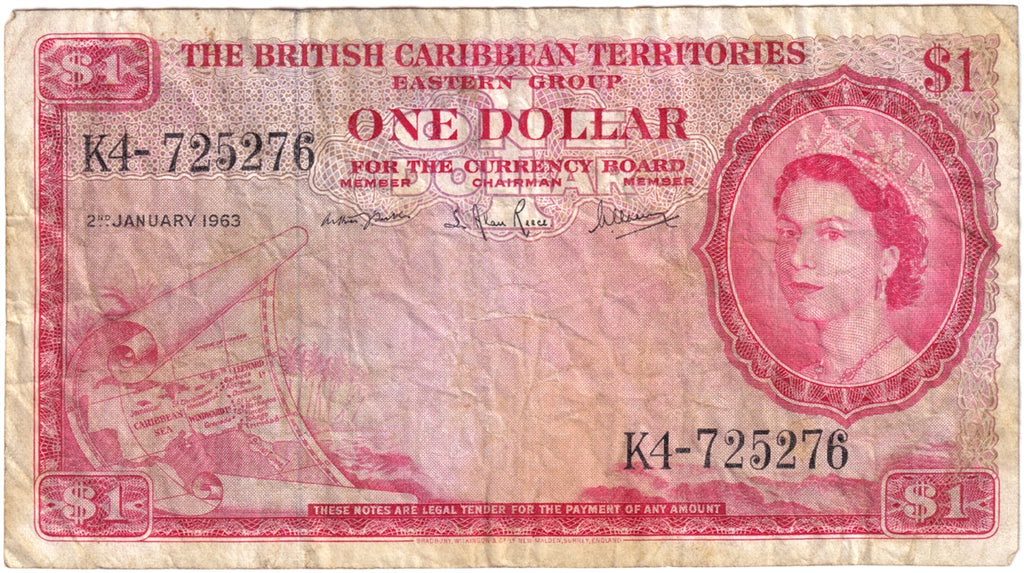 British Caribbean Note 1963 1 Dollar, VF