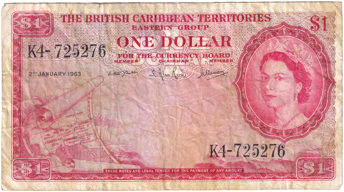 British Caribbean Note 1963 1 Dollar, VF