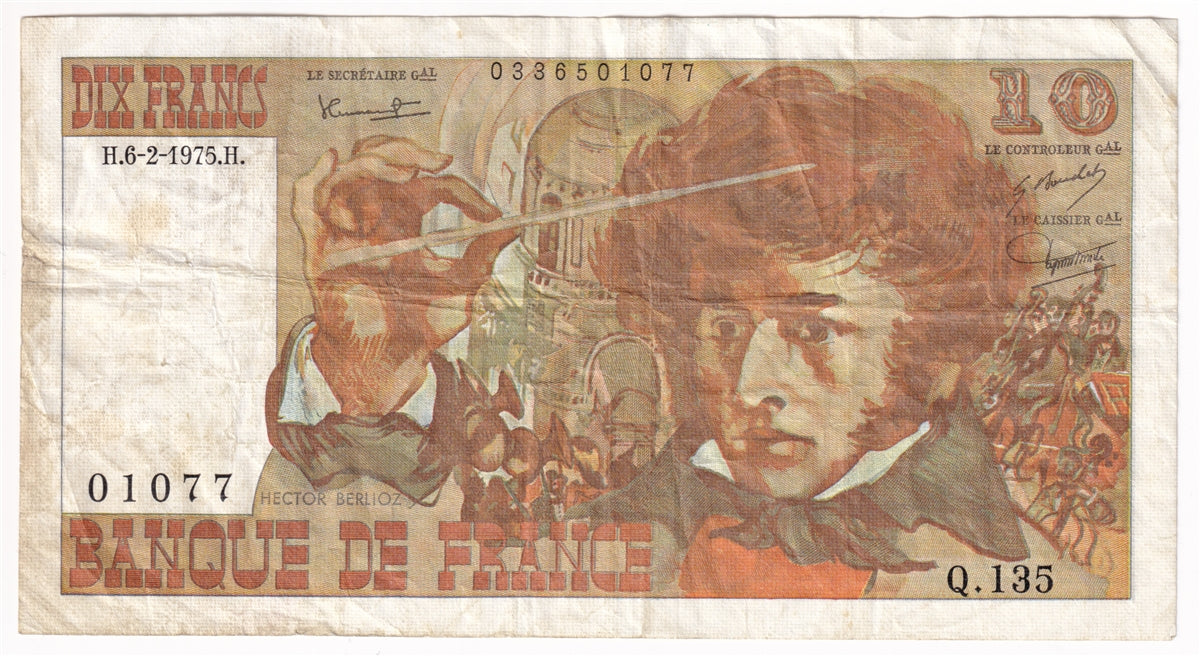 France Note 1975 10 Francs VF