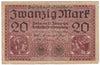 Germany 1918 20 Mark Note, Pick #57 F