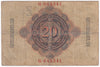Germany 1910 20 Mark Note, Pick #40a 6 Digit, VG-F